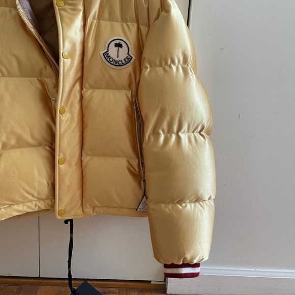 Brand New Moncler x Palm Angels Keon Jacket sz 0 Gold Yellow Metallic - Picture 13 of 14